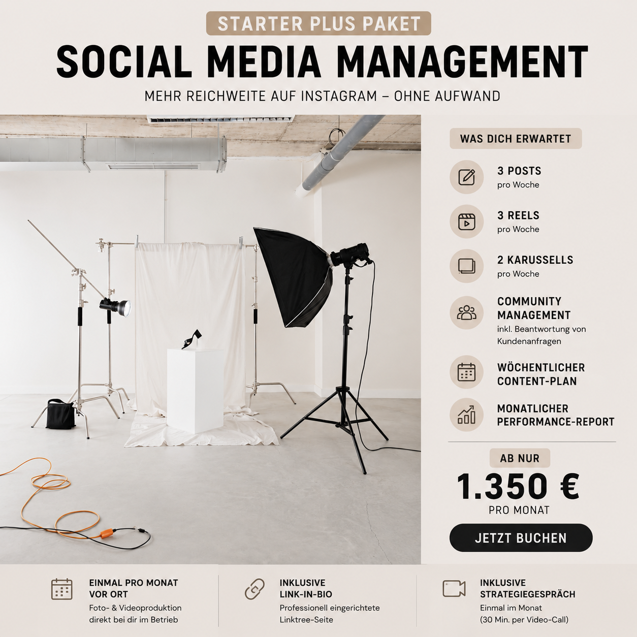 Social Media Management Starter Plus – ab 1.350 €/Monat